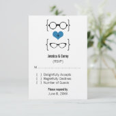 Blue Geeky Glasses Response Kaart (Staand voorkant)