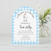 Blue Gekke Goose 2nd Birthday foto uitnodiging (Staand voorkant)