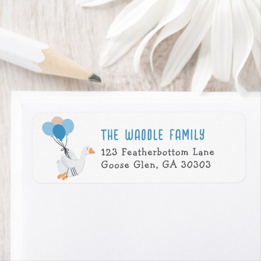Blue Gekke Goose Address Return Etiket (Insitu)