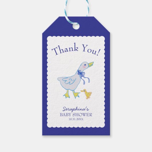 Blue Gekke Goose Baby shower Dank u Cadeaulabel (Voorkant)