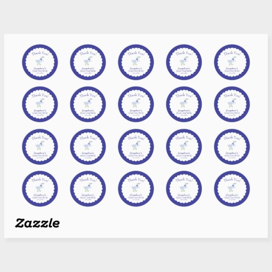 Blue Gekke Goose Baby shower Dank u Ronde Sticker (Vel)
