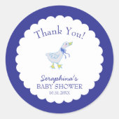 Blue Gekke Goose Baby shower Dank u Ronde Sticker (Voorkant)