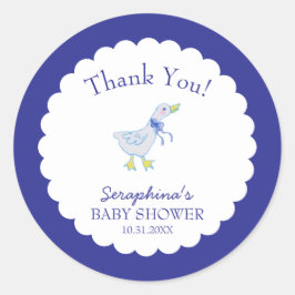 Blue Gekke Goose Baby shower Dank u Ronde Sticker