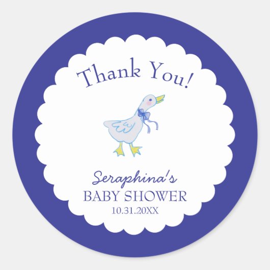 Blue Gekke Goose Baby shower Dank u Ronde Sticker (Voorkant)