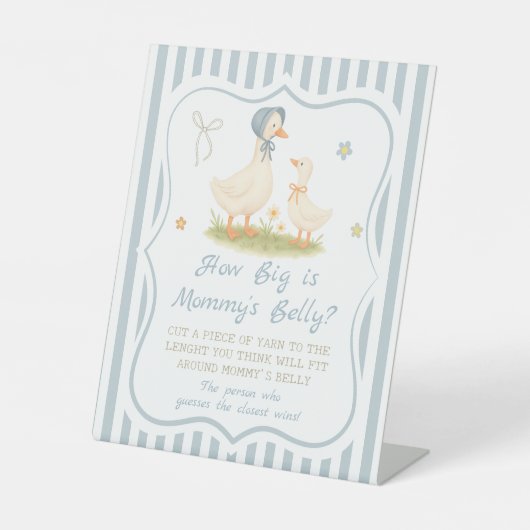 Blue Gekke Goose Baby shower Hoe groot is haar bui Reclamebord Met Voetstuk (Voorkant)