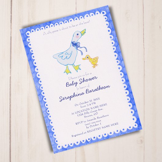 Blue Gekke Goose Baby shower Kaart