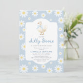 Blue Gekke Goose Boy Baby shower Uitnodiging (Staand voorkant)