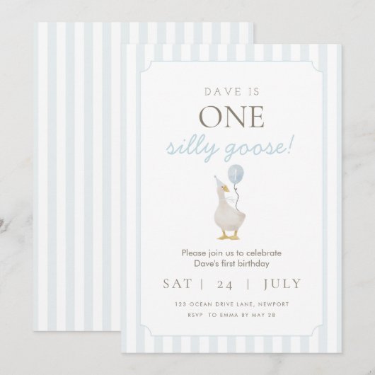 Blue Gekke Goose eerste verjaardag Kaart (Voorkant / Achterkant)