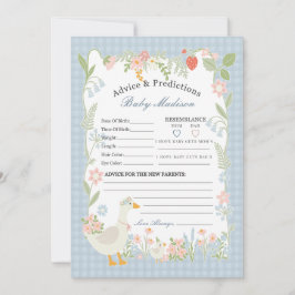 Blue Gekke Goose Floral Gingham Advies voor Baby Kaart
