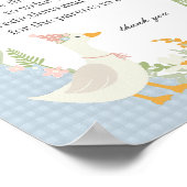Blue Gekke Goose Floral Gingham Advies voor Baby Poster (Hoek)