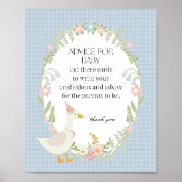 Blue Gekke Goose Floral Gingham Advies voor Baby Poster