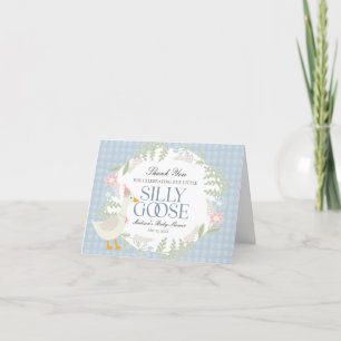 Blue Gekke Goose Floral Gingham Baby shower Bedankkaart