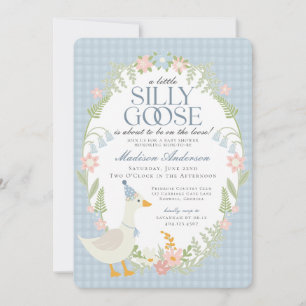 Blue Gekke Goose Floral Gingham Baby shower Kaart