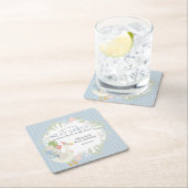 Blue Gekke Goose Floral Gingham Baby shower Kartonnen Onderzetters (Insitu)