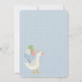 Blue Gekke Goose Floral Gingham eerste verjaardag Kaart (Achterkant)
