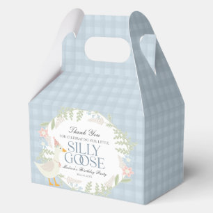 Blue Gekke Goose Floral Gingham Verjaardag Bedankdoosjes