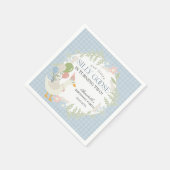 Blue Gekke Goose Floral Gingham Verjaardag Servet (Hoek)