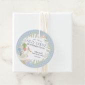 Blue Gekke Goose Floral Gingham Verjaardagsfeest Bedankjes Labels (In situ)