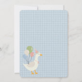 Blue Gekke Goose Floral Gingham Verjaardagsfeest Kaart (Achterkant)