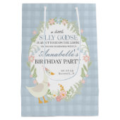 Blue Gekke Goose Floral Gingham Verjaardagsgunst Medium Cadeauzakje (Achterkant)