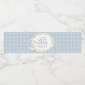 Blue Gekke Goose Floral Gingham Waterfles Etiket (Enkel label)