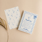 Blue Gekke Goose Gingham Ribbon Boy Baby shower Bedankkaart