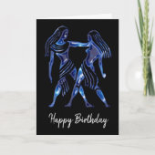 Blue Gemini Sign Birthday Kaart (Voorkant)