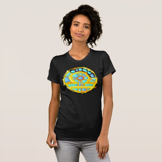 Blue Gemstone Colored Libra Symbol T-shirt (Voorkant volledig)