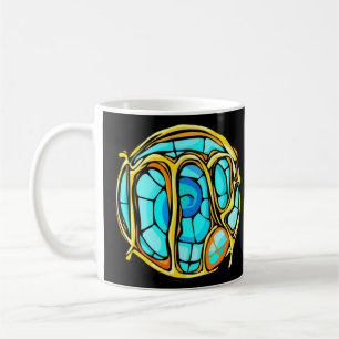 Blue Gemstone Colored Virgo Symbol Koffiemok