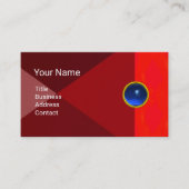 BLUE GEMSTONE MONOGRAM Ruby Red Abstract Geometric Visitekaartje (Voorkant)