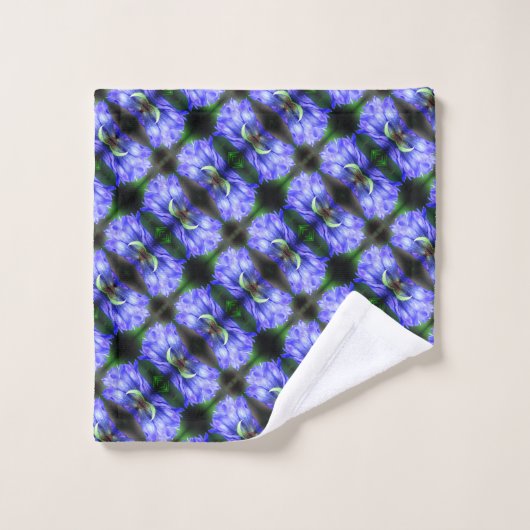 Blue Gentian Flower Abstract Pattern Bad Handdoek (Wasdoekje)