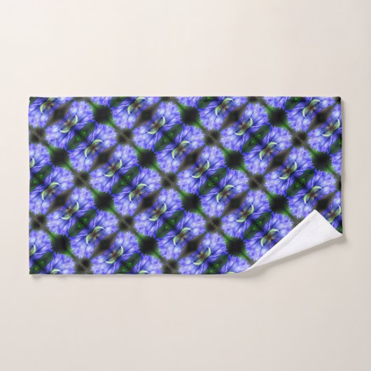 Blue Gentian Flower Abstract Pattern Bad Handdoek (Handdoek)