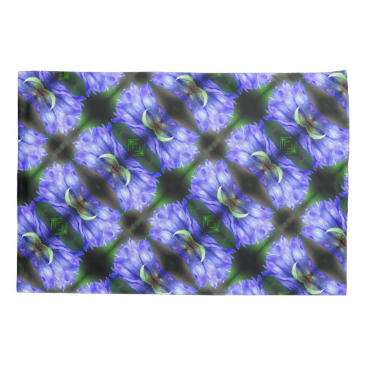 Blue Gentian Flower Abstract Pattern Kussensloop (Achterkant)