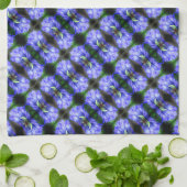 Blue Gentian Flower Abstract Pattern Theedoek (Gevouwen)