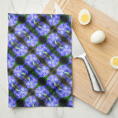 Blue Gentian Flower Abstract Pattern Theedoek (Quarter Fold)