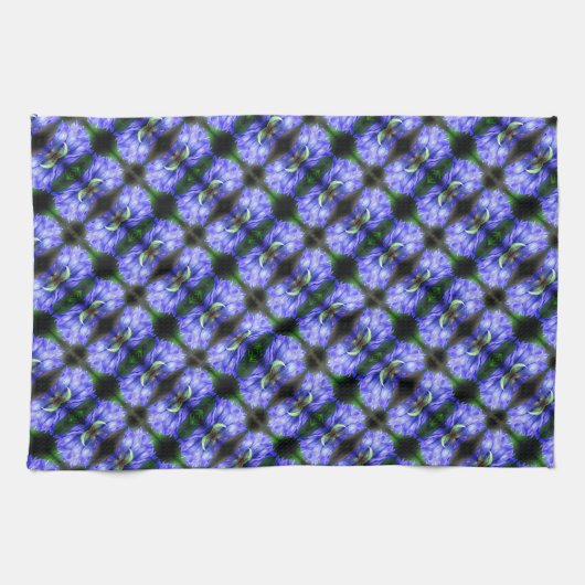 Blue Gentian Flower Abstract Pattern Theedoek (Horizontaal)