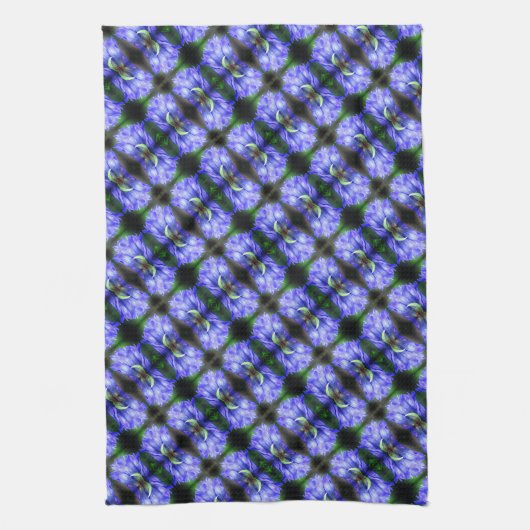 Blue Gentian Flower Abstract Pattern Theedoek (Verticaal)