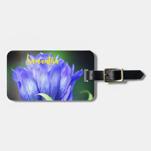 Blue Gentian Flower Personalized Bagagelabel (Voorkant horizontaal)