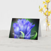 Blue Gentian Flower Personalized Birthday Kaart (Gele Bloem)