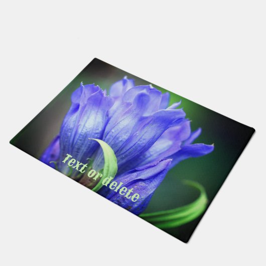 Blue Gentian Flower Personalized Deurmat (Schuin)
