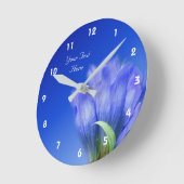 Blue Gentian Flower Personalized Ronde Klok (Hoek)
