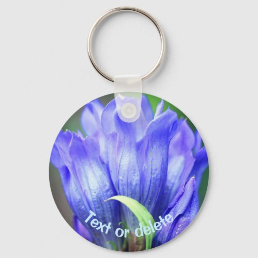 Blue Gentian Flower Personalized Sleutelhanger (Voorkant)