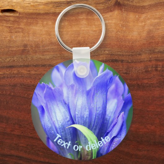 Blue Gentian Flower Personalized Sleutelhanger (Voorkant)