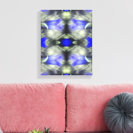 Blue Gentian Flower Vermenigvuldigde Abstracte Nat Canvas Afdruk (Insitu (Woonkamer))