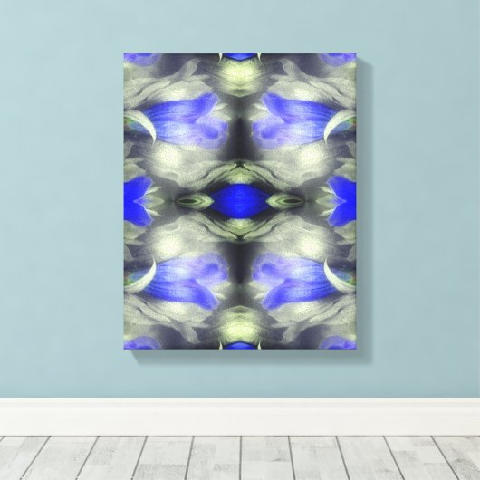 Blue Gentian Flower Vermenigvuldigde Abstracte Nat Canvas Afdruk (Insitu (Houten vloer))