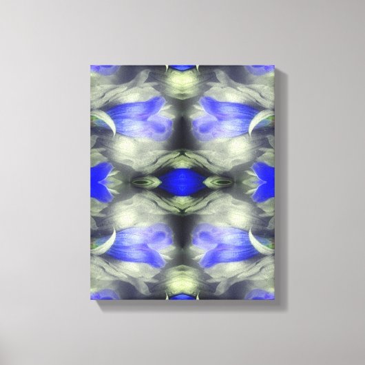 Blue Gentian Flower Vermenigvuldigde Abstracte Nat Canvas Afdruk (Voorkant)
