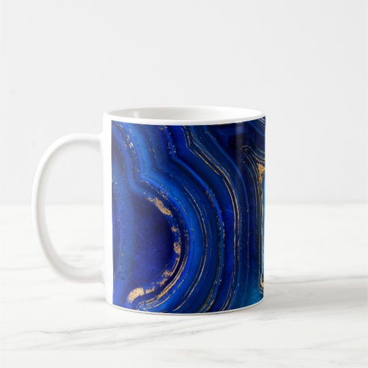 Blue Geode en Gold Digital Art Koffiemok (Links)