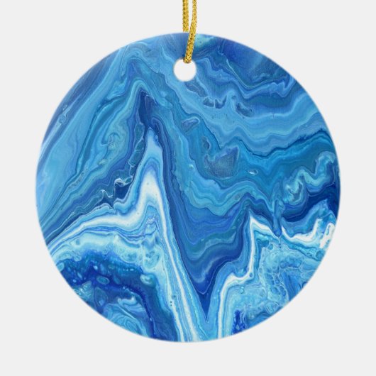Blue Geode Keramisch Ornament (Voorkant)