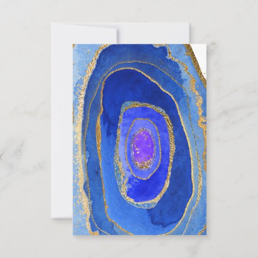 Blue Geode met Gold Bat Mitzvah of Bar Mitzvah RSVP Kaartje (Achterkant)