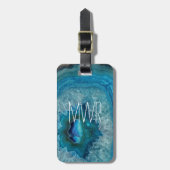 Blue Geode Rock Mineral Agate Crystal Afbeelding Bagagelabel (Voorkant verticaal)